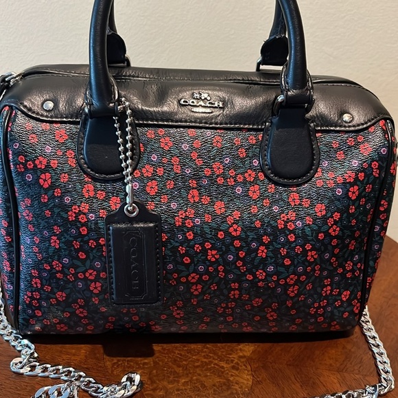 Coach   Mini Bennett Satchel  Small floral design/black leather F59445 Crossbody - Picture 3 of 17